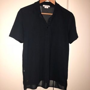 Navy Lacoste Polo Shirt with Sheer Back